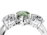White gold Three-Stone Fancy Green Pear Cut Diamond Ring with Round Side Stones, Classic Band, and Four-Prong Setting_40