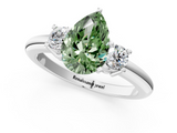 White gold Three-Stone Fancy Green Pear  Cut Diamond Solitaire with Prong Setting and Classic Band_42