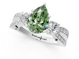 White gold Three-Stone Fancy Green Pear  Cut Diamond Twist Band with Prong Setting_34