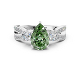 White gold Three-Stone Fancy Green Pear  Cut Diamond Twist Band with Prong Setting_38