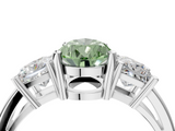 White gold Three-Stone Fancy Green Pear  Cut Solitaire Ring with Prong Setting_7