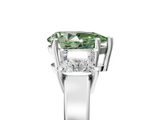 White gold Three-Stone Fancy Green Pear  Cut Solitaire Ring with Prong Setting_8
