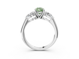 White gold Three-Stone Fancy Green Pear  Diamond Ring with Pear Side Stones in Four-Prong Setting_62