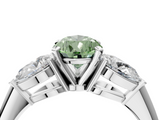 White gold Three-Stone Fancy Green Pear  Diamond Ring with Pear Side Stones in Four-Prong Setting_63