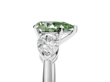 White gold Three-Stone Fancy Green Pear  Diamond Ring with Pear Side Stones in Four-Prong Setting_64