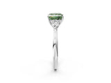 White gold Three-Stone Fancy Green Princess Cut Brilliant Diamond Solitaire Ring with Tapered Band and Four-Prong Setting_21