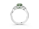 White gold Three-Stone Fancy Green Princess Cut Brilliant Diamond Solitaire Ring with Tapered Band and Four-Prong Setting_22