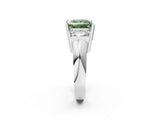 White gold Three Stone Fancy Green Princess Cut Cut Channel Set Diamond Ring_26