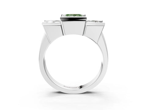 White gold Three Stone Fancy Green Princess Cut Cut Channel Set Diamond Ring_27