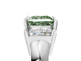 White gold Three Stone Fancy Green Princess Cut Cut Channel Set Diamond Ring_29