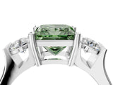 White gold Three-Stone Fancy Green Princess Cut Cut Classic Band Prong Setting Ring_4