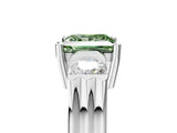 White gold Three-Stone Fancy Green Princess Cut Cut Classic Band Prong Setting Ring_5