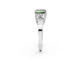 White gold Three-Stone Fancy Green Princess Cut Cut Diamond Engagement Ring with Flat Band and Four-Prong Setting_14