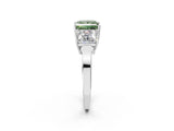 White gold Three-Stone Fancy Green Princess Cut Cut Diamond Engagement Ring with Flat Band and Four-Prong Setting_14