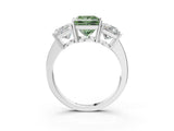 White gold Three-Stone Fancy Green Princess Cut Cut Diamond Engagement Ring with Flat Band and Four-Prong Setting_15