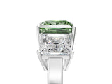 White gold Three-Stone Fancy Green Princess Cut Cut Diamond Engagement Ring with Flat Band and Four-Prong Setting_17
