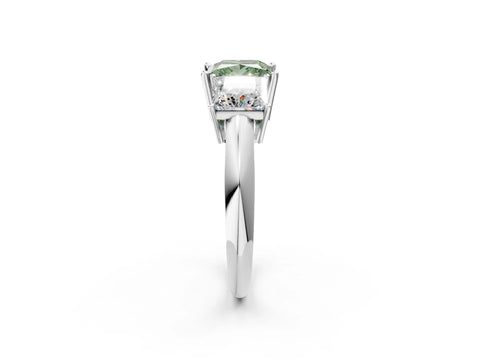 White gold Three-Stone Fancy Green Princess Cut Cut Diamond Engagement Ring with Prong Setting on a White Gold Band_14