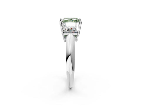 White gold Three-Stone Fancy Green Princess Cut Cut Diamond Engagement Ring with Prong Setting on a White Gold Band_50