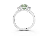 White gold Three-Stone Fancy Green Princess Cut Cut Diamond Pavé Band with Prong Setting_30
