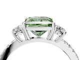 White gold Three-Stone Fancy Green Princess Cut Cut Diamond Pavé Band with Prong Setting_31