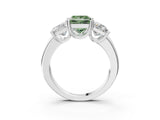 White gold Three-Stone Fancy Green Princess Cut Cut Diamond Ring with Channel Set Band and Four-Prong Setting_15