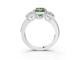 White gold Three-Stone Fancy Green Princess Cut Cut Diamond Ring with Channel Set Band and Four-Prong Setting_3