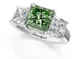 White gold Three-Stone Fancy Green Princess Cut Cut Diamond Ring with Channel Set Band and Four-Prong Setting_38