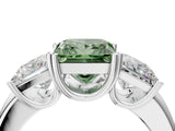 White gold Three-Stone Fancy Green Princess Cut Cut Diamond Ring with Channel Set Band and Four-Prong Setting_4