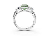 White gold Three-Stone Fancy Green Princess Cut Cut Diamond Ring with Channel-Set Band and Prong Setting_3