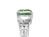 White gold Three-Stone Fancy Green Princess Cut Cut Diamond Ring with Channel-Set Band and Prong Setting_5