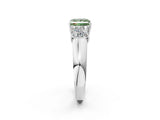 White gold Three-Stone Fancy Green Princess Cut Cut Diamond Ring with Prong Setting and Classic Band_2