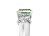 White gold Three-Stone Fancy Green Princess Cut Cut Diamond Ring with Prong Setting and Classic Band_5