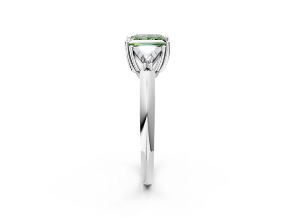 Platinum Princess Cut Trillion Three Stone Engagement Ring Setting for Fancy Green Center