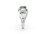 White gold Three-Stone Fancy Green Princess Cut Cut Diamond Split Shank Prong Set Ring_14