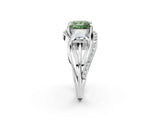 White gold Three-Stone Fancy Green Princess Cut Cut Diamond Split Shank Prong Set Ring_26