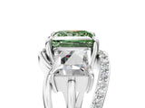 White gold Three-Stone Fancy Green Princess Cut Cut Diamond Split Shank Prong Set Ring_29