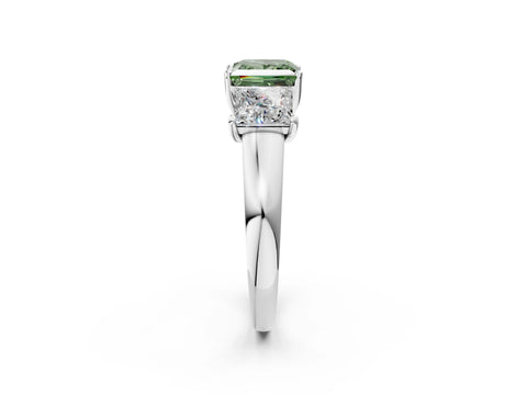 White gold Three-Stone Fancy Green Princess Cut Cut Solitaire Ring with Classic Prong Setting_14