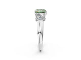 White gold Three-Stone Fancy Green Princess Cut Cut Solitaire Ring with Classic Prong Setting_14