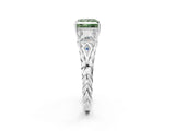 White gold Three-Stone Fancy Green Princess Cut Diamond Braided Band Ring with Four-Prong Setting_36