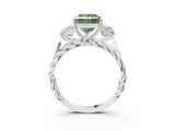 White gold Three-Stone Fancy Green Princess Cut Diamond Braided Band Ring with Four-Prong Setting_37