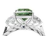 White gold Three-Stone Fancy Green Princess Cut Diamond Braided Band Ring with Four-Prong Setting_38