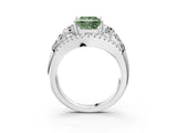 White gold Three-Stone Fancy Green Princess Cut Diamond Engagement Ring with Pave Band and Prong Setting_15
