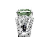 White gold Three-Stone Fancy Green Princess Cut Diamond Engagement Ring with Pave Band and Prong Setting_17