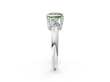 White gold Three-Stone Fancy Green Princess Cut Diamond Engagement Ring with Prong Setting_17