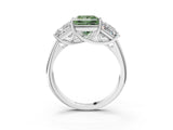 White gold Three-Stone Fancy Green Princess Cut Diamond Engagement Ring with Prong Setting_18