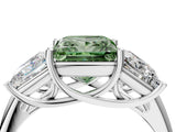 White gold Three-Stone Fancy Green Princess Cut Diamond Engagement Ring with Prong Setting_19