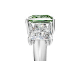 White gold Three-Stone Fancy Green Princess Cut Diamond Engagement Ring with Prong Setting_20