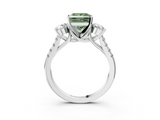 White gold Three-Stone Fancy Green Princess  Cut Diamond Pavé Band with Four-Prong Setting_15