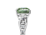 White gold Three-Stone Fancy Green Princess  Cut Diamond Pavé Band with Four-Prong Setting_17