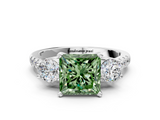 White gold Three-Stone Fancy Green Princess  Cut Diamond Pavé Band with Four-Prong Setting_27